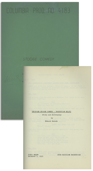 Moe Howards 29pp. Script Dated December 1951 for The Three Stooges Film Gents in a Jam -- With Annotations in Moes Hand -- Very Good Plus Condition
